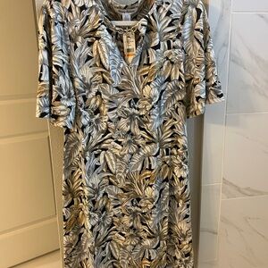 Tommy Bahama Black and Gold Leaf Print Dress